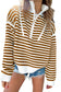 Black Stripe Zip Up Collar Drop Sleeve Sweater