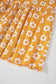 Yellow Flower Print Bracelet Sleeve Buttons Collared Maxi Dress