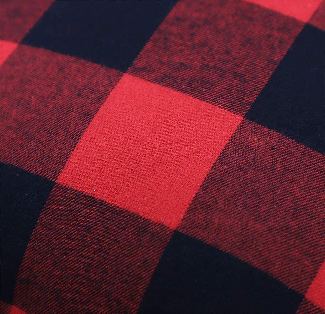 Set of 2 Christmas Buffalo Check Plaid Throw Pillow Covers Cushion Case Polyester for Farmhouse Home Decor Red and Black, 18 X 18 Inches