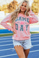 Pink Rugby Football GAME DAY Graphic Drop Shoulder Sweatshirt