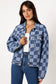 Black Checkered Patchwork Button Up Denim Jacket