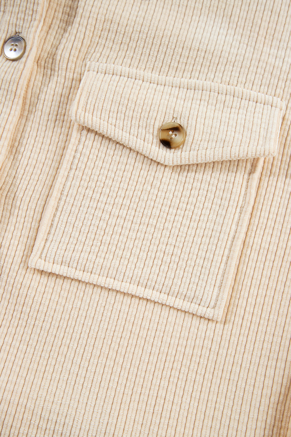 Chestnut Corduroy Flap Pocket Button Up Shacket
