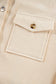 Chestnut Corduroy Flap Pocket Button Up Shacket