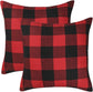 Set of 2 Christmas Buffalo Check Plaid Throw Pillow Covers Cushion Case Polyester for Farmhouse Home Decor Red and Black, 18 X 18 Inches