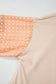 Jet Stream Palm Leaves Polka Dot Puff Sleeve Patchwork V Neck Loose Blouse