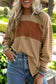Gray Colorblock Striped Bishop Sleeve Top