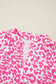 Bright Pink Leopard Printed Long Sleeve Buttoned Front Mini Dress