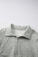 Green Zip Up Stand Collar Ribbed Thumbhole Sleeve Sweatshirt