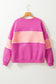 Colorblock Patchwork Drop Shoulder Ribbed Trim Sweatshirt