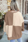 Pink Colorblock Henley High Low Oversize Sweatshirt