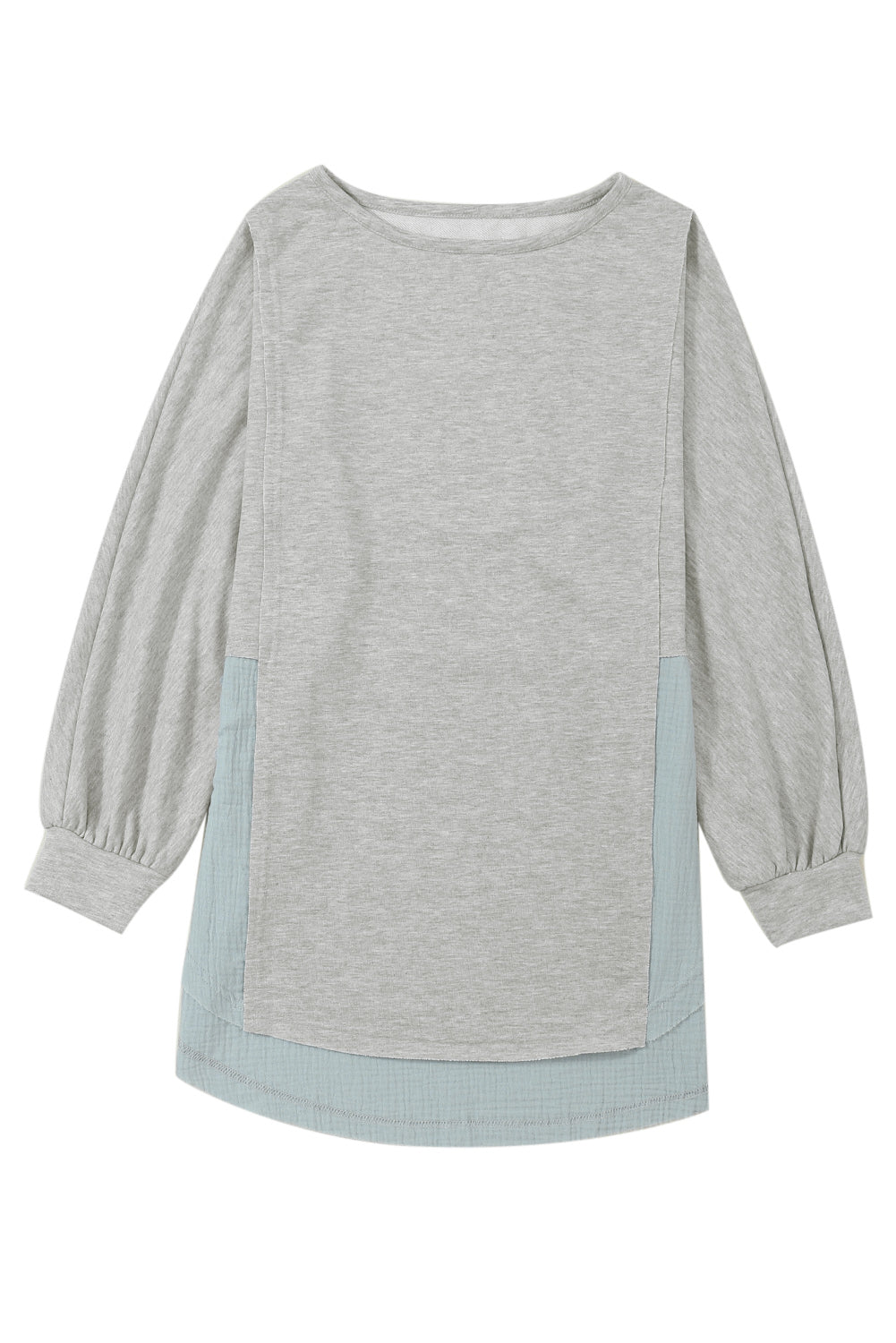 Crinkle Splicing Raw Hem High Low Oversized Blouse