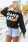 Black GAME DAY Graphic Varsity Pullover Sweatshirt