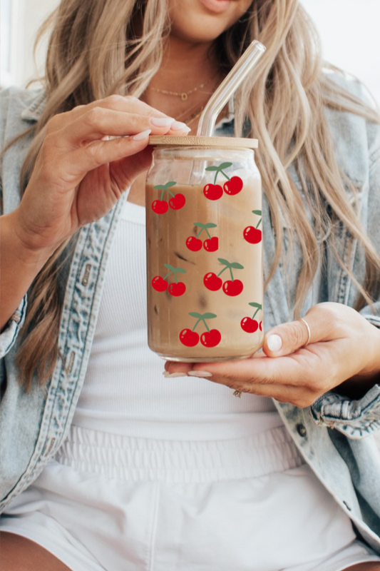 Cherry Glass w/Lid