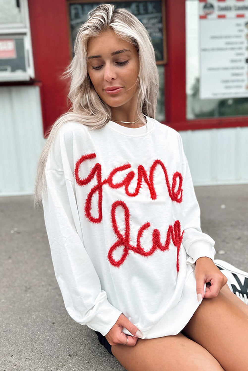 Tinsel Game Day Drop Shoulder Graphic Sweatshirt