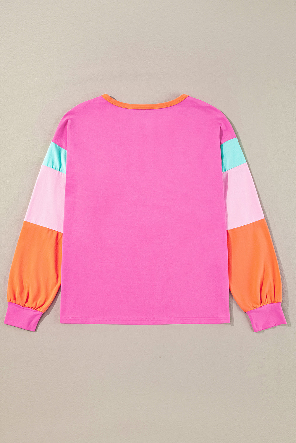 Colorblock Patchwork Long Sleeve Loose Top