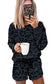 Gray Leopard Long Sleeve Top & Tie Shorts Two Piece Set