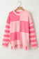 Checkered Colorblock Striped High Low Loose Sweater