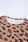Pink Animal Print Stitching Loose Long Sleeve Top