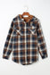 Orange Snap Button Sherpa Lined Hooded Flannel Jacket