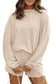 Casual Corded Knit Long Sleeve Top and High Waist Shorts Set
