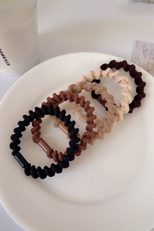 Coffee 5pcs Spiral High Elastic Hair Tie