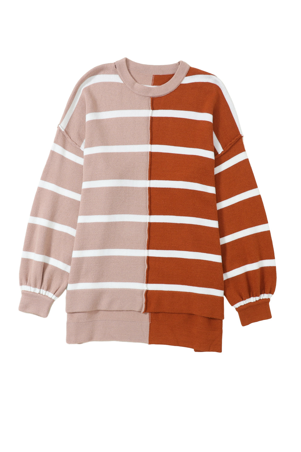 Contrast Striped Print Oversized Dropped Shoulder Top