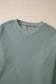 Clearly Aqua Waffle Knit Drop Shoulder V Neck Top
