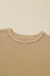Gray Waffle Knit Drop Sleeve Side Slits Oversized Top