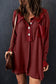 Red Waffle Pocket Seam Patchwork Loose Top