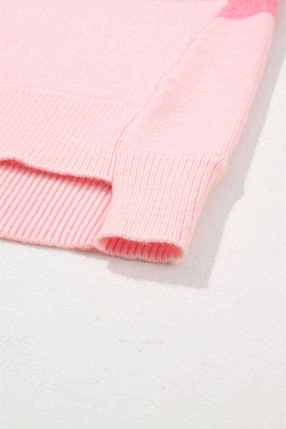Checkered Colorblock Striped High Low Loose Sweater