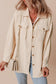 Chestnut Corduroy Flap Pocket Button Up Shacket