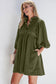 Gold Flame Corduroy Snap Buttons Empire Waist Bracelet Sleeve Dress
