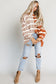 Contrast Striped Print Oversized Dropped Shoulder Top