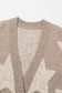 Pink Sherpa Star Pattern Textured Sweater Cardigan with Pockets