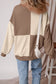 Pink Colorblock Henley High Low Oversize Sweatshirt