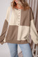 Pink Colorblock Henley High Low Oversize Sweatshirt