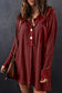 Red Waffle Pocket Seam Patchwork Loose Top