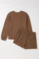 Casual Corded Knit Long Sleeve Top and High Waist Shorts Set