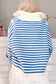 Black Stripe Zip Up Collar Drop Sleeve Sweater