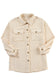 Chestnut Corduroy Flap Pocket Button Up Shacket