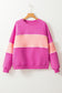 Colorblock Patchwork Drop Shoulder Ribbed Trim Sweatshirt