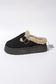 Brown Plush Patched Buckle Decor Thick Sole Thermal Slippers