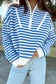Black Stripe Zip Up Collar Drop Sleeve Sweater
