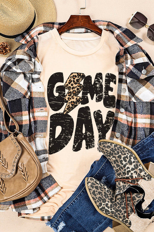 Game Day Rugby Football Season Leopard Lightning T Shirt