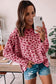 Pink Animal Print Stitching Loose Long Sleeve Top