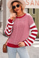 Brown Stripe Twisted Knitted Drop Shoulder Sweater