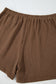 Casual Corded Knit Long Sleeve Top and High Waist Shorts Set