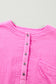 Bonbon Half Buttons Chest Pocket Drop Sleeve Plus Size Top