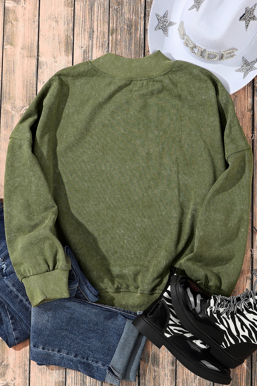 Brown Drop Shoulder Crew Neck Pullover Sweatshirt