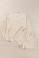 Casual Corded Knit Long Sleeve Top and High Waist Shorts Set